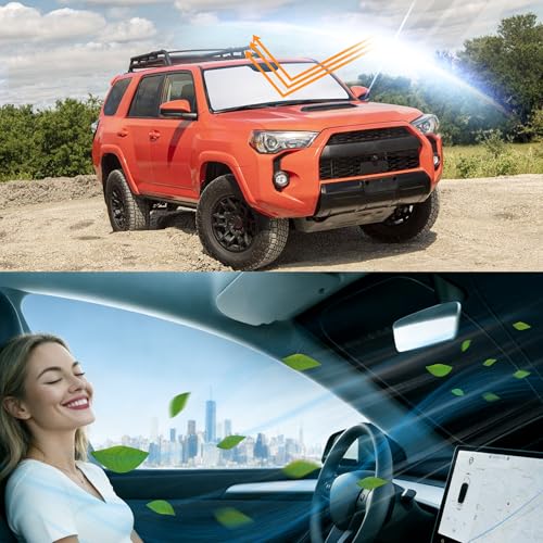 Image of Windshield Sun Shade for Toyota 4Runner 2010-2024 2025 2026 | Foldable, Full covered for windshield, Block UV Rays, Heat Reduction, Easy to install, Keeps Car Cooler