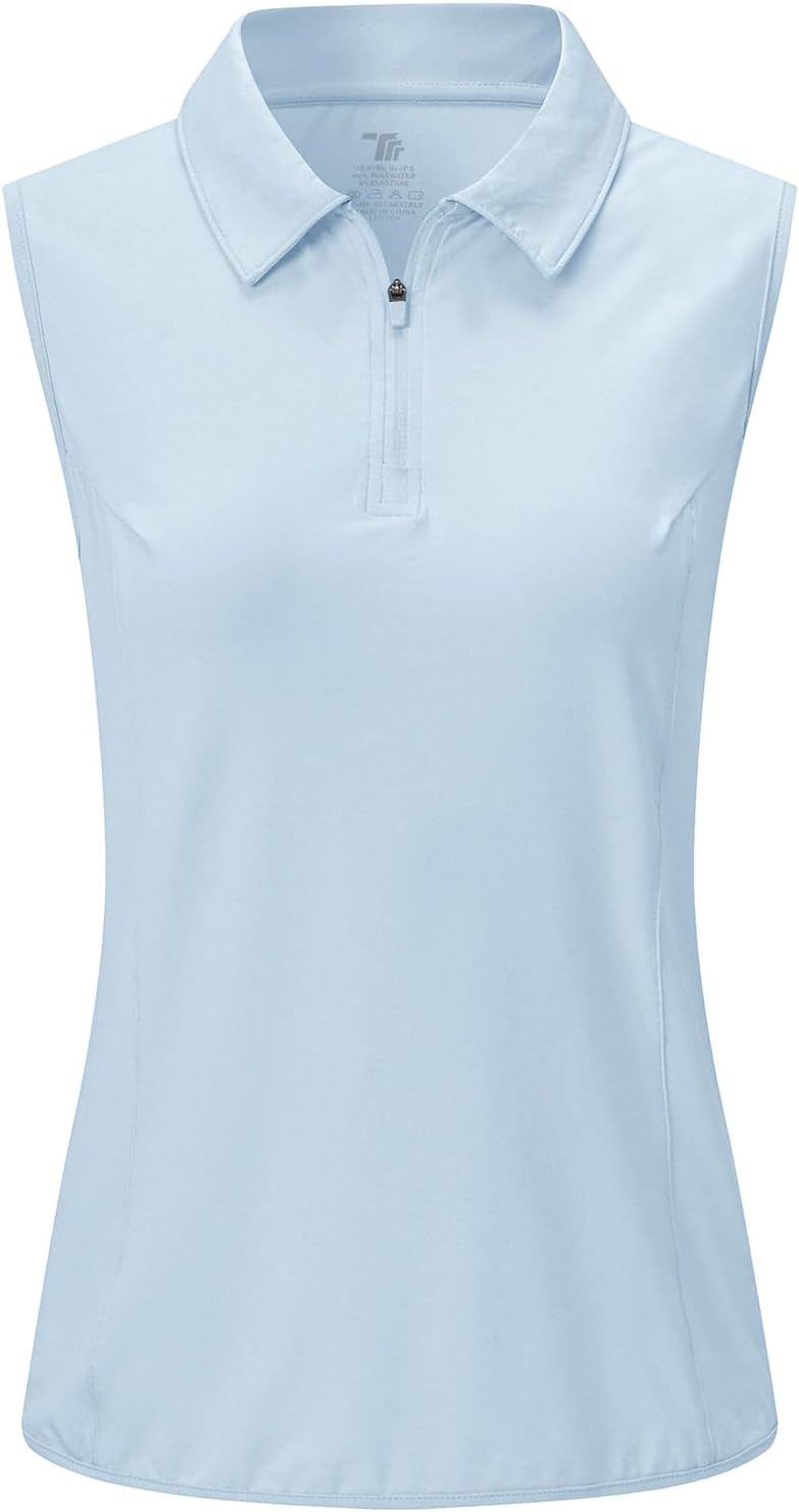 BGOWATU Women's Sleeveless Golf Polo Shirts 1/4 Zip Tennis Tank Tops with Collar UV Protection Quick Dry - Image 3