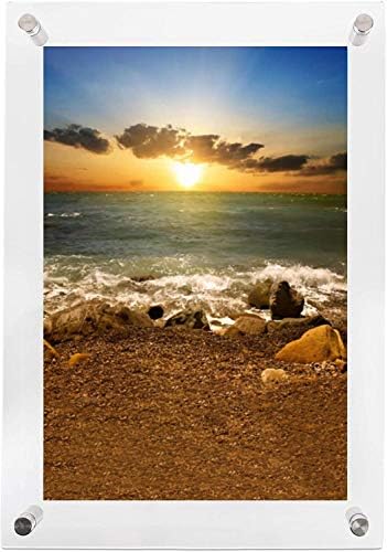 20" x 30" Clear Acrylic Wall Mount Floating Frameless Picture Frame Double Panel Plexiglass Display with Metal Standoff for Photos Artwork Posters Paintings (Full Frame is 23"x33")