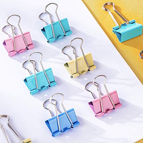 Colorful Metal Binder Clips, Assorted Colors and Size 1-inch, 48 Clips