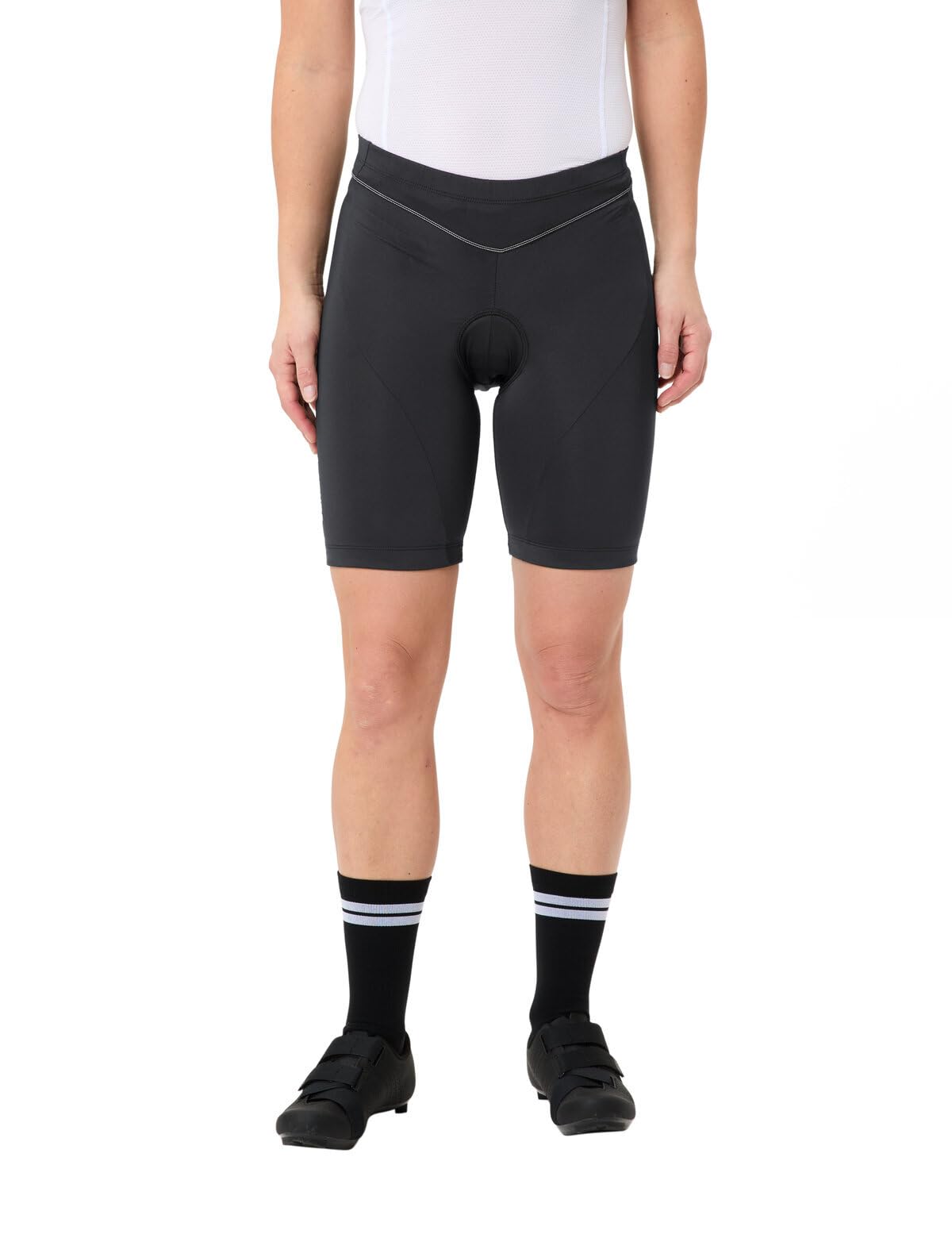 VAUDE Women's Active Pants, Funktionelle Radhose, atmungsaktiv, elastisch, schnelltrocknend, Funktionelles Sitzpolster, Passform: Slim fit, Black Uni, 36