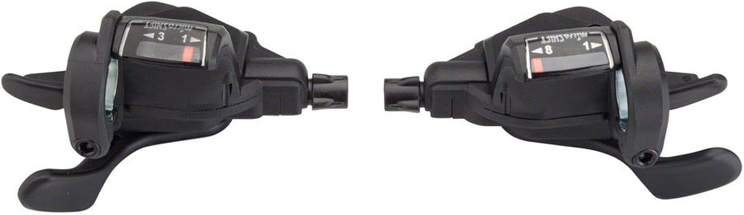 Pair of microSHIFT TS39 Thumb-Tap Shifters, side view