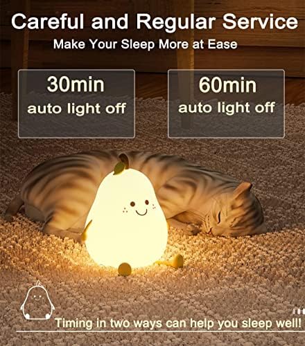 Glivpny Cute Pear Silicone Night Light for Kid,Soft LED Night Lamp for Baby and Toddler,Fruit NightLight for Boys and Girls,7 Color Rechargeable Kid Bedside Lamp for Nursery, Gifts for Boys Girls 2 51loo3rlQfL. AC