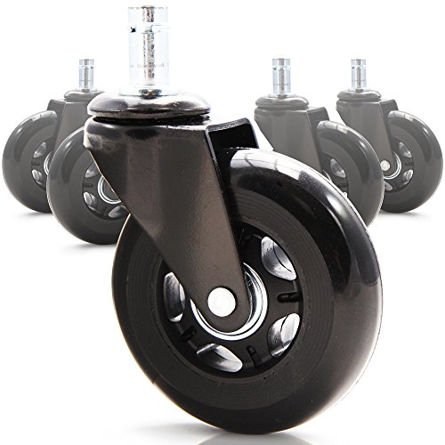 RevoSmooth Premium Rubber Office Chair Caster Replacement, Set of 5 (3
