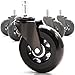 RevoSmooth Premium Rubber Office Chair Caster Replacement, Set of 5 (3", Black Fork / Black Rim / Black Wheel)