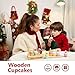 HERSITY Wooden Cupcakes Toys Pretend Play Food Desserts Kids Baking Set, Kitchen Playset for Toddlers 3-5, Tea Party for Little Girls Cooking Games Age 3 4 5 Years Old Girls Boys