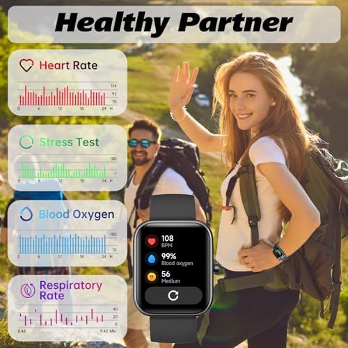 Smart Watch for Men Women with Bluetooth Call, Alexa Built-in, Heart Rate & Sleep Monitor, 1.83" DIY Dial Fitness Watch with 100+ Sport Modes, IP68 Waterproof, Compatible with Android iOS - 4