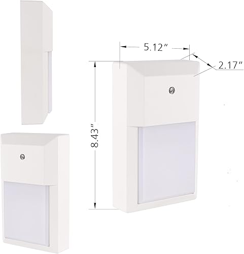 Miniatura 6 de YoonLIT - Farol LED de pared para exteriores, fotocélula del anochecer al amanecer, luz impermeable para porche, garaje, escalera, pasillo, 12 W,