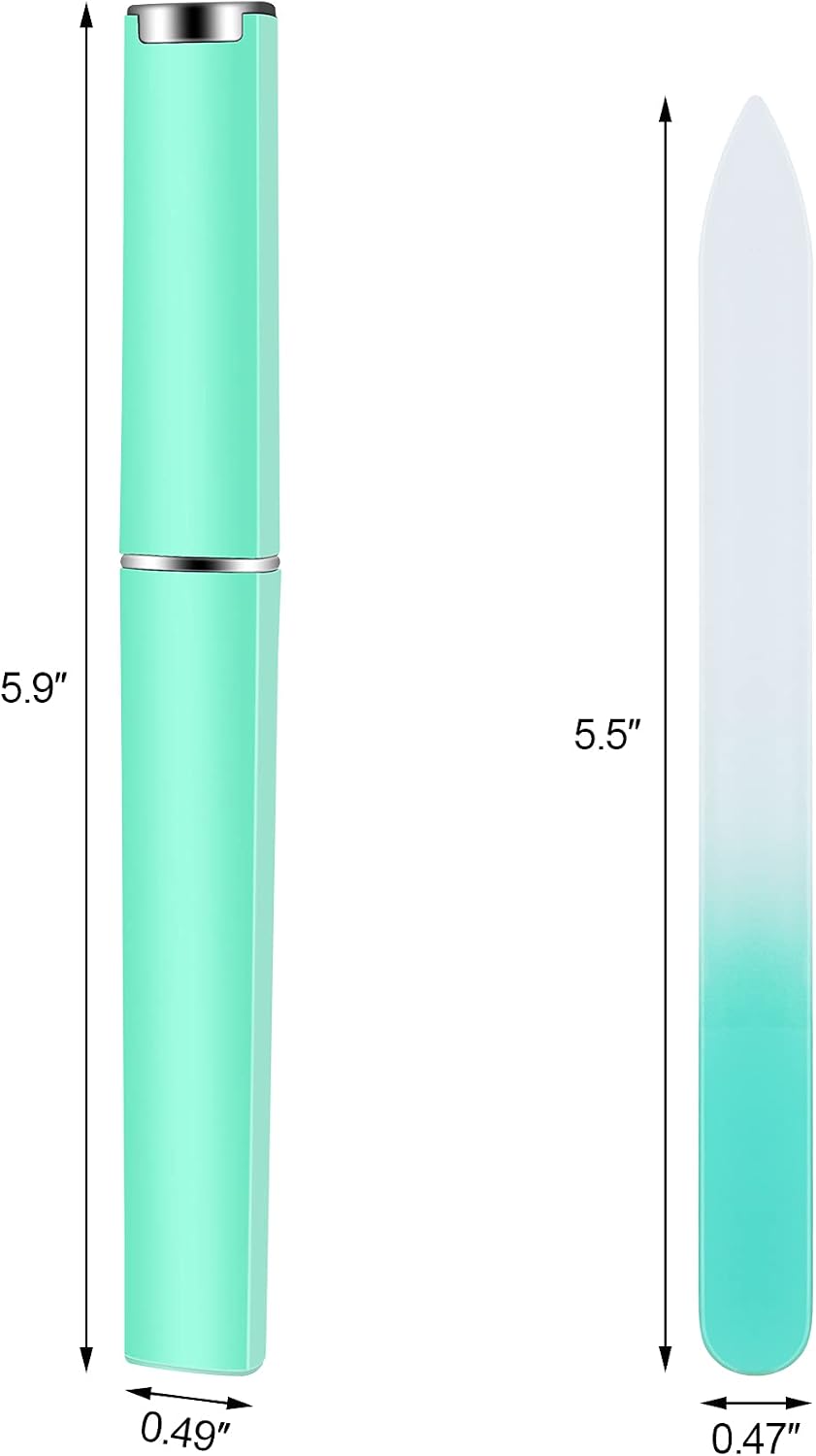 Glass Nail File with Case, EAONE 3 Pack Crystal Nail Files for Natural Nails, Double-Sided Etched Filing Surface Nail Filer, Professional Manicure Nail Care Czech Glass File- Gradient Mix Color
