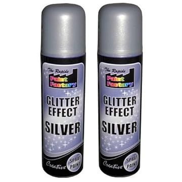 CrazyGadget® Glitter Effect Spray Paint Can Decorative Creative Crafts Art DIY Design Colour (2, Silver)