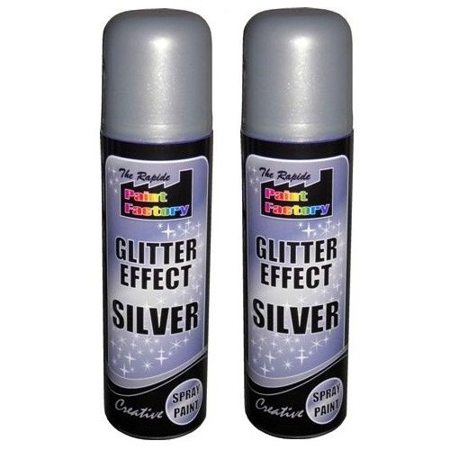 CrazyGadget® Glitter Effect Spray Paint Can Decorative Creative Crafts Art DIY Design Colour (2, Silver)