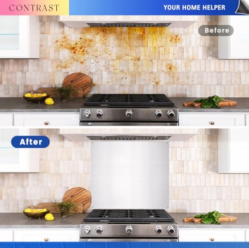 Stainless Steel Backsplash for Stove 24"x30" Stove Backsplash Protector for Wall Metal Range Splash for Kitchen Wall with Screw Included(0.0276" Thick) by Laxama - Used condition - Image 8