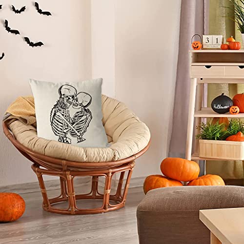 Gagec Halloween Pillow Covers 18X18 Inch Skeleton Couple Holiday Pillows Linen Sofa Bedroom Throw Cushion Cover Home Decor Sofa Decoration #TOP3