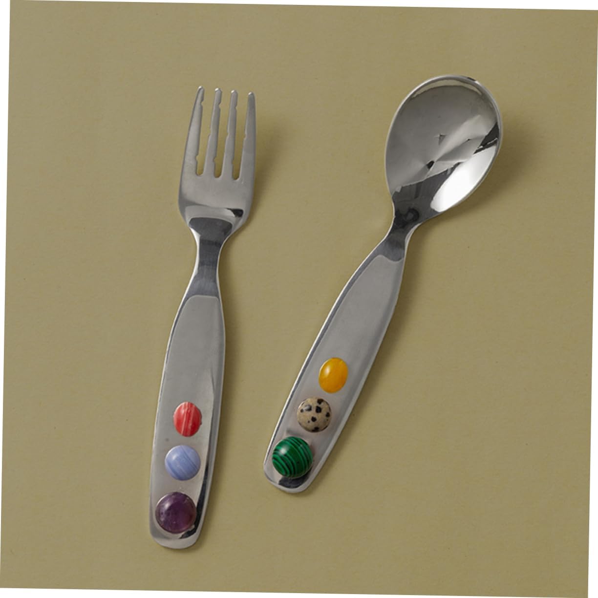 SECFOU 1set Reusable Dessert Spoon and Salad Fork Multi-functional Cutlery for Appetizers Desserts and Fruits Portable and Ergonomic Design for Home Weddings and Parties