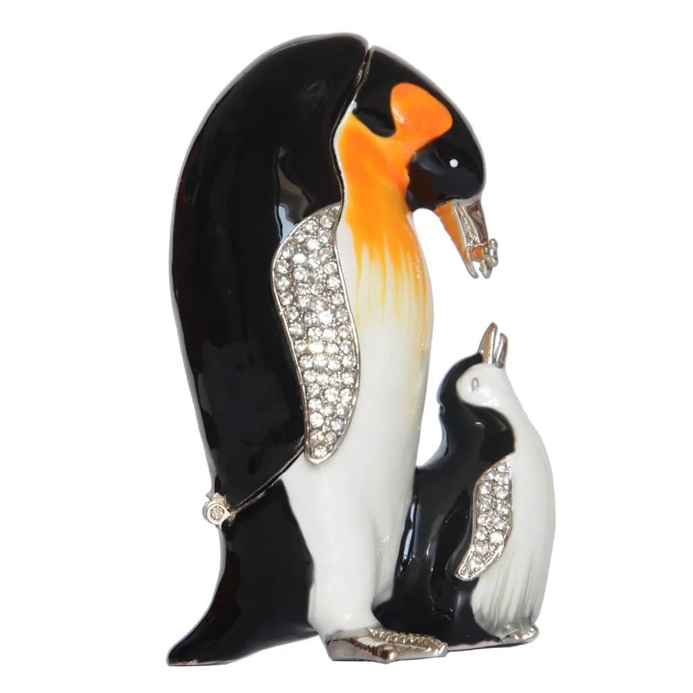 YOPI Penguin Bejeweled Trinket Jewelry Box Animal Tabletop Metal Crafts