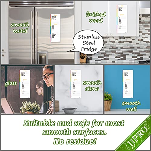 Jjpro Reusable Colorful To-Do List Whiteboard Stickers 4"X 11" 3 Pack For All Smooth Surfaces-Nonmagnetic Planner Sticks To Stainless Steel Fridge,Cabinet And Smooth Wall,6 Markers Included! #TOP1