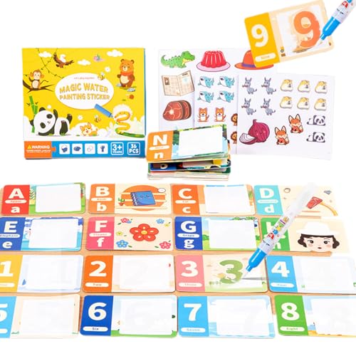 Libro de pegatinas para niños | Libro de actividades para niños con pegatinas, colección de manualidades con letras y números en tarjetas de doble cara para viajes en coche, viajes en avión, escuela