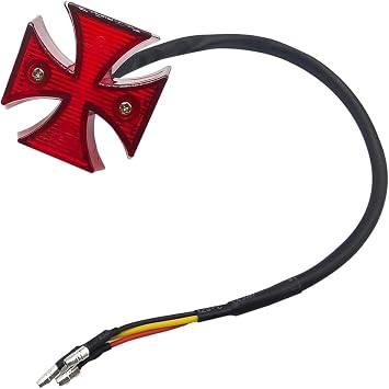 Cruiser Cross Rear Light, ABS Cross LED Rear Tail Brake Light, 12V Multi-function Motorcycle Taillights, Universal Motorcycle Bulb Modification Accessories Red