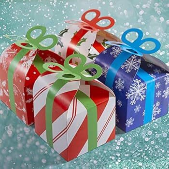 3d christmas gift boxes with bow party favor & goody bolsas & paper goody bolsas