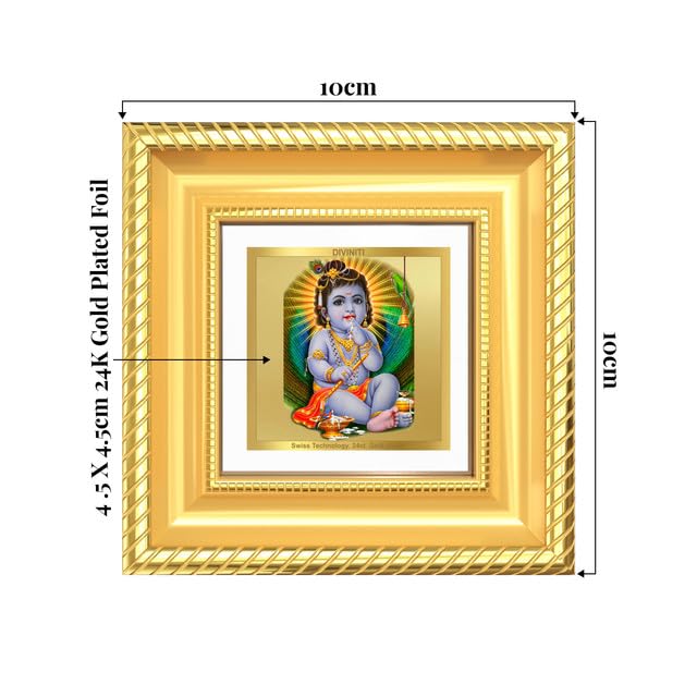Image of DIVINITI Bal Gopal 24K Gold Plated Foil Tabletop Photo Frame for Home Decor, Puja Room, Luxury Gifting | DG Frame 015 S1A (10x10 CM)