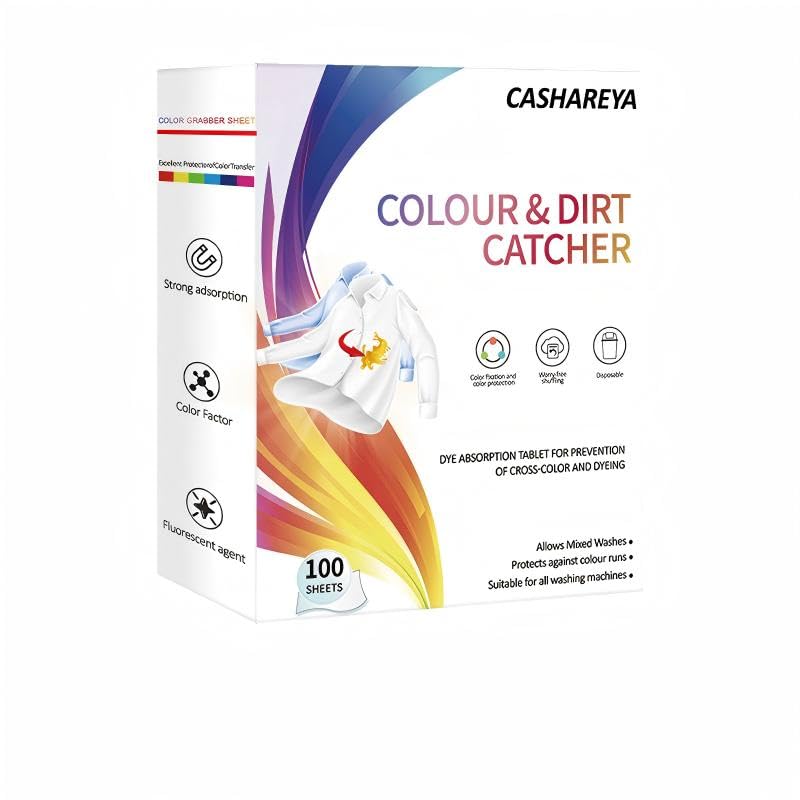 100 Sheets Color Catcher Laundry Sheets Dye Trapping Color Grabber for Mixed Loads Prevent Clothes Dye Transfer Keep Whites Bright Compatible with All Washing Machines