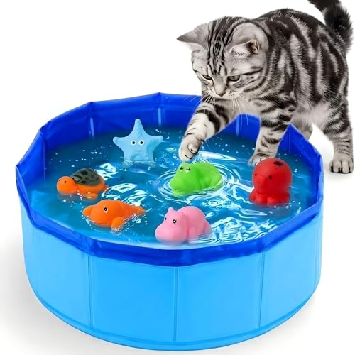YINGHOYEDO Interactive Cat Water Mat with Fish Toy Self Play Aqua Toys for Bored Indoor Cats Stimulating Enrichment Toys for Cats & Ferrets Portable Cat Water Pool