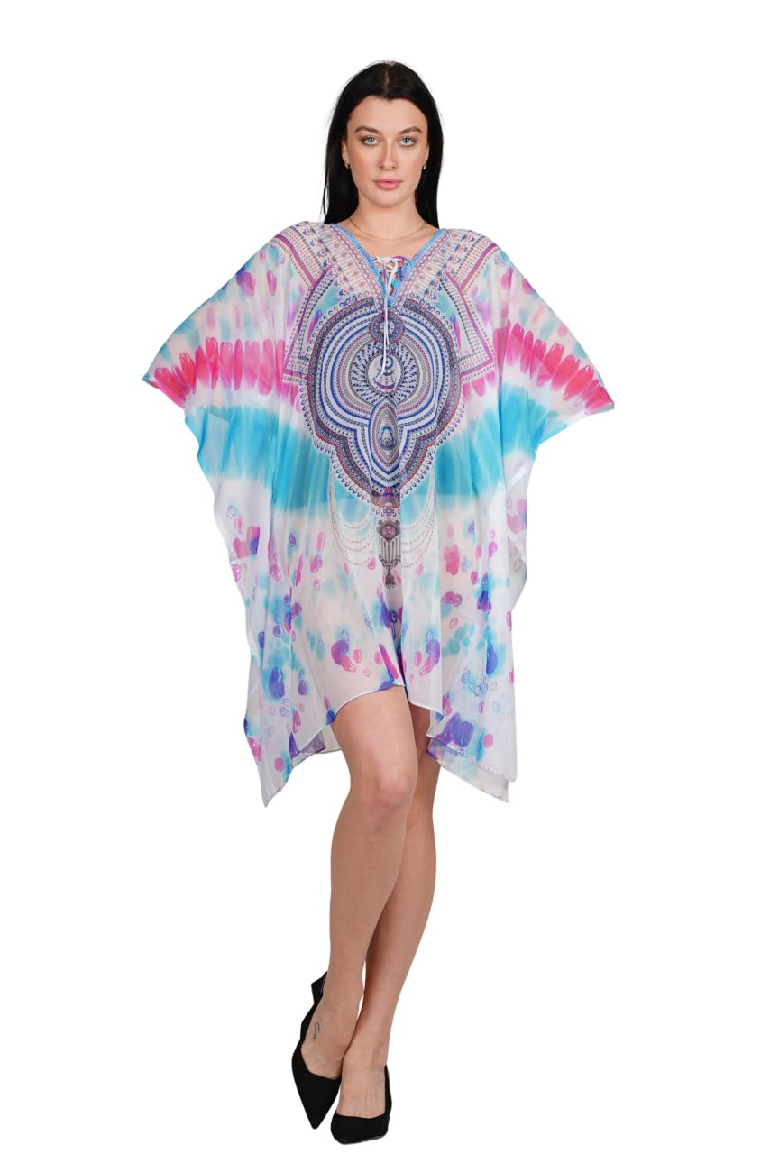 dressprinted Trendy V-Neck Digital Print Kaftan Dress for Women – Free Size (S-4XL) – Ideal for Beach, Parties & More Multicolour-picture-11