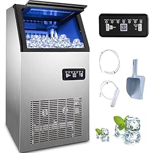 VEVOR Commercial Food Grade Ice Cube Machine 68 kg/24h, multifunktionale Eiswürfelmaschine aus Edelstahl 280 Watt Intelligentes LCD-Bedienfeld, für Café, Bar etc.