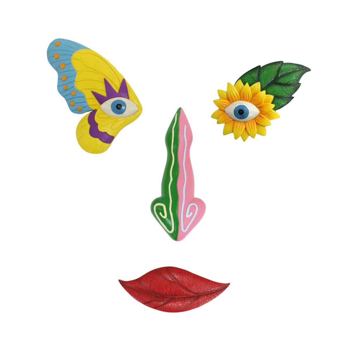 Colorful Butterfly Tree Face Ornament, Weatherproof Funny Outdoor Art for Patio Yard Wall