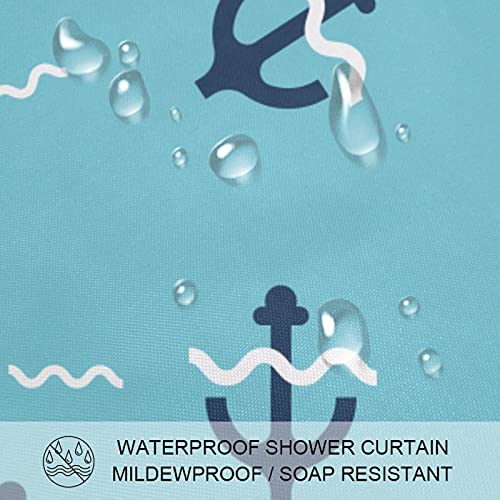 Rideau de douche anti éclaboussure bleu lavable avec crochets - 4