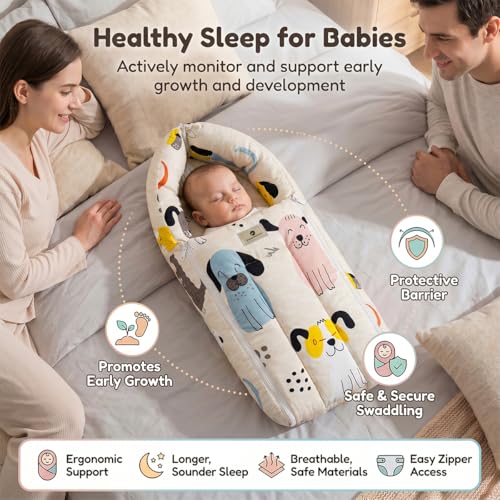 Image of StarAndDaisy 3 in 1 Baby Sleeping Bag for New Born, Baby Bedding Set, Washable & Foldable Cotton Design Godari, Toddlers Bed, Baby Bedding, Baby Mattress, Cradle Bed (Dog Print)
