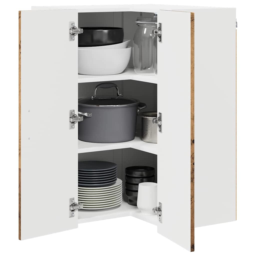 vidaXL Wall Corner Cabinet LUCCA Old Wood 57 x 57 x 80 cm