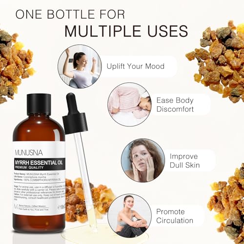 Image of Myrrh Essential Oil, Aromatherapy Oil for Diffuser, Skin, Body Care