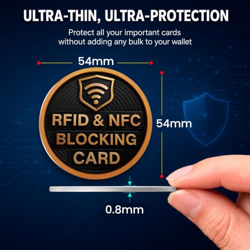 Image of SaiTech IT Round Shape RFID Blocking Card for Credit Debit ID Card, Black | Slim Anti-Theft Contactless NFC RFID Blocker Protector, Easily Fit into Wallet and Purse, for Men & Women