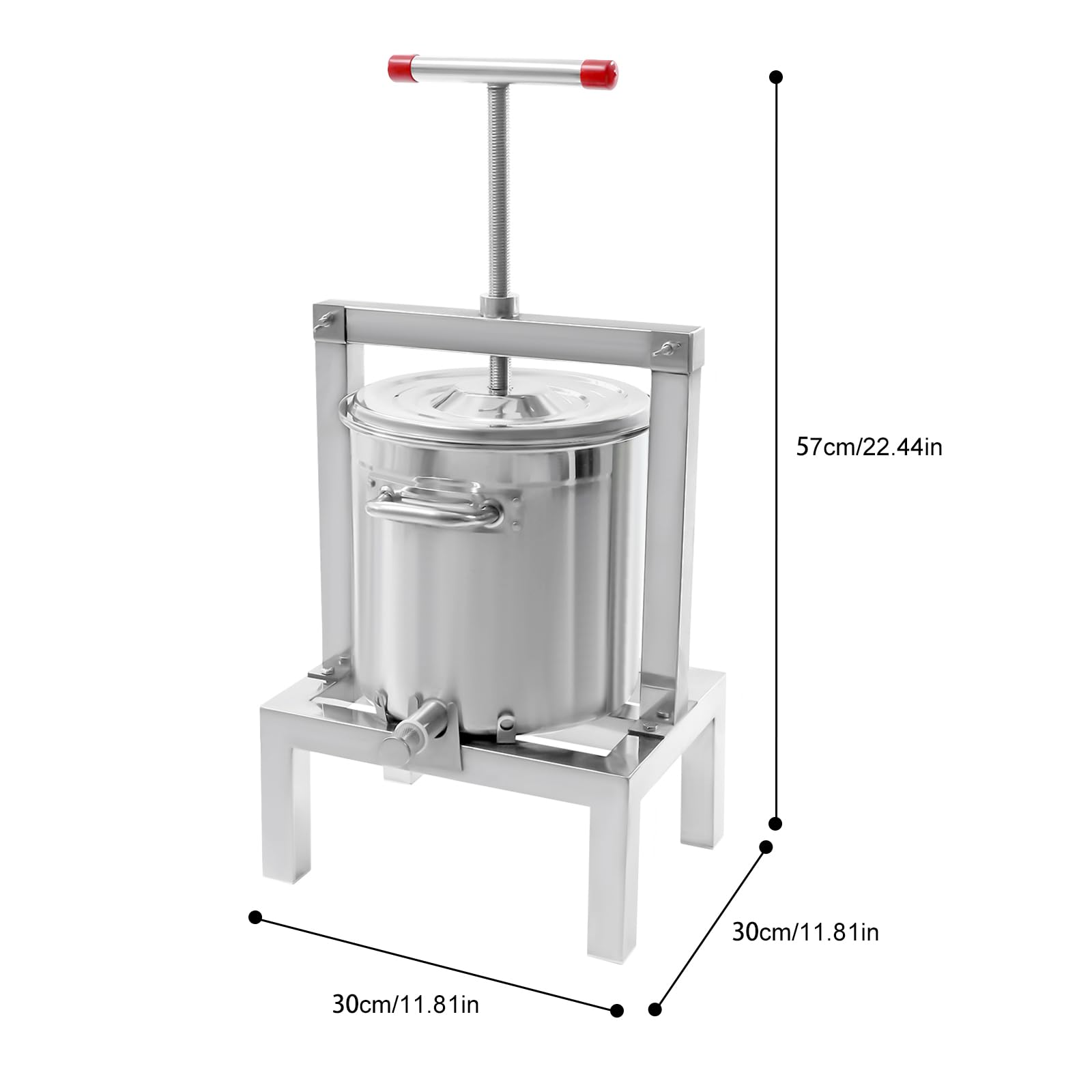 2.6 Gallon Stainless Steel Fruit Wine Press, Hydraulic Jack Juicer Hand Squeezer T-Handle Apple Grape Vegetable Crusher for Wine and Honey Vegetable and Fruit Juicing