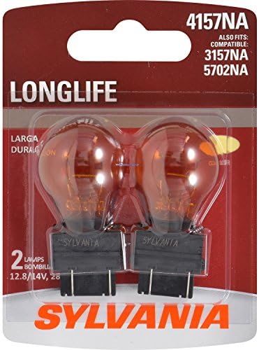 SYLVANIA - 4157NA Long Life Miniature - Amber Bulb, Ideal for Parking, Side Marker, and Turn Signal Applications (Contains 2 Bulbs)
