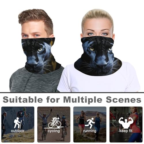 Panther With Blue Eyes Face Mask Sun Dust Protection Neck Gaiter Scarf Face Covering Headwear Bandana for Men Women4