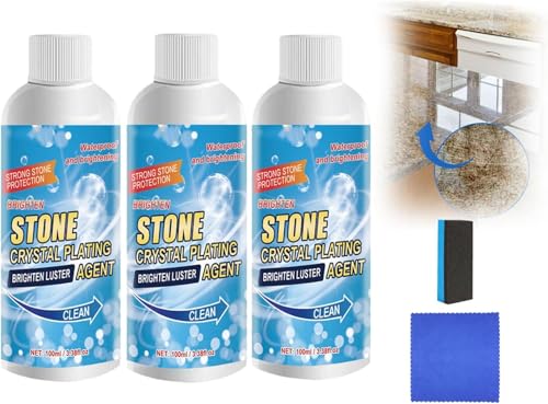 Stone Stain Remover Cleaner, Kitchen Marble Oil Stain Cleaner, Counter Oil Stain Remover Cleaning, Crystal Plating Agent for Marble, Granite,Tile, Kitchen Cooktops (3)