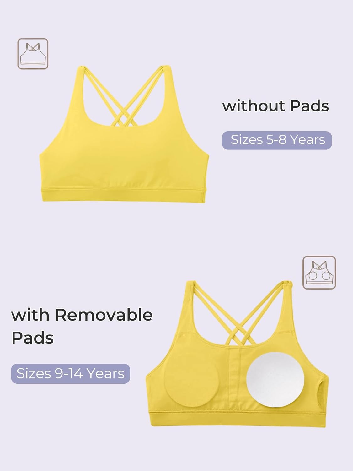 Haloumoning Girls Training Bra Kids Strappy Scoop Neck Bras Yoga Sports Comfort Dance Crop Top 5-14 Years - Image 5