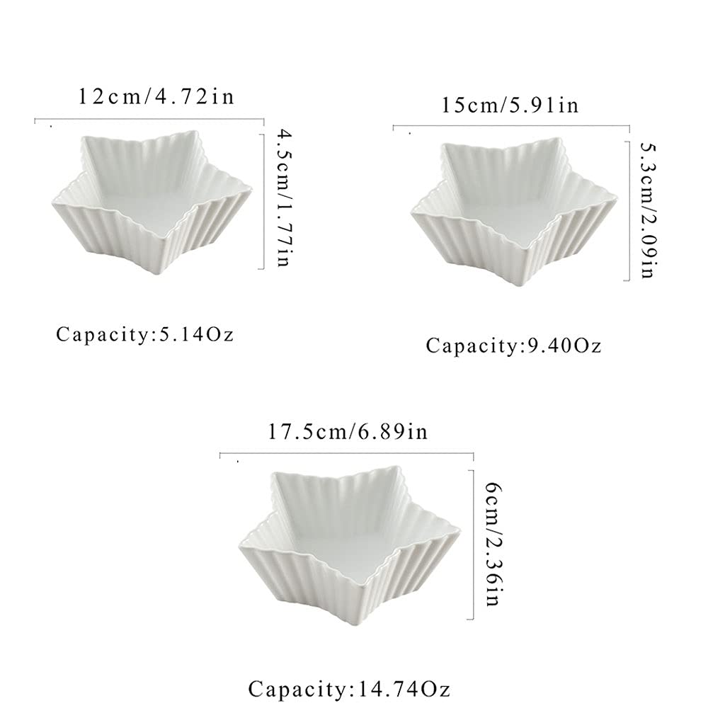 Mini talerzyki na przystawki, Ceramiczne naczynia na sos gwiazdowy do przystawek sushi, wielokolorowe, wiele rozmiarów(White,L)