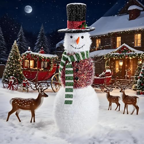 Künstlicher Schneemann, 120 cm, verträumter Weihnachtsschneemann mit...