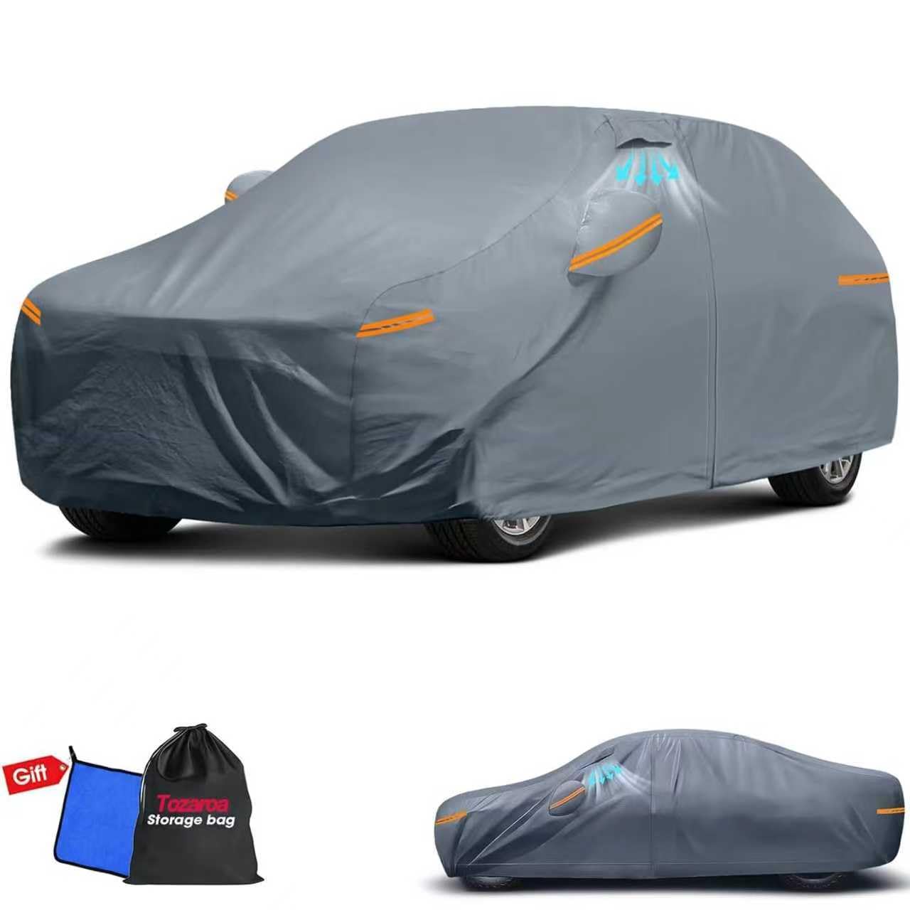 2026 Upgrade Car Cover Waterproof All Weather, Heavy Duty Outdoor Car Cover Universal Fit Sedan Lexus ES350, Tesla Model S, Lincoln MKZ, Toyota Avalon, Jaguar XJ, Ford Taurus, BMW 740i etc.