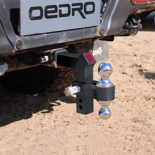 Oedro Adjustable Trailer Hitch, 6 Inch Drop Hitch Ball Mount Fits 2 Inch Receiver, Forged Aluminum Towing Hitch, 2" & 2-5/16" Tow Balls With Double Pin Key Locks, 14,500Lbs. #TOP4