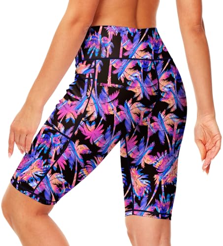 Image of AOBUTE Womens 9 inch /10 inch /11 inch Long Swim Board Shorts High Waisted UPF 50+ Biker Shorts with Pockets