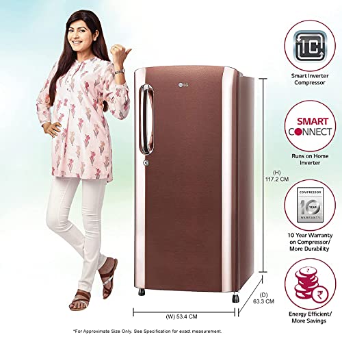 Image of LG 190 L 4 Star Inverter Direct-Cool Single Door Refrigerator (GL-B201AASY, Amber Steel)