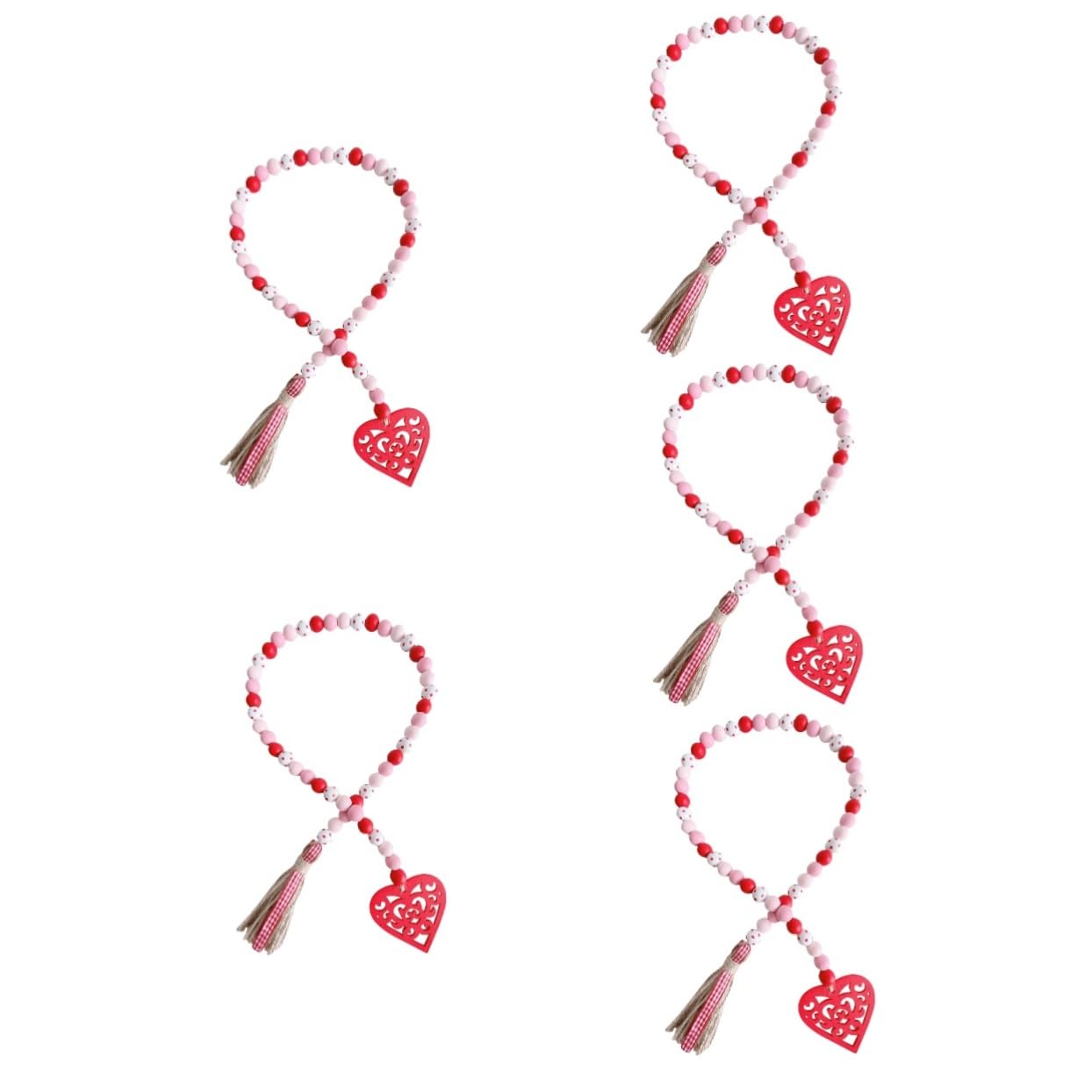 Zerodeko 5 Stücke Elegante Valentinstag Decor Holz Bead Garland Mit Quaste Holz Perlen Party Dekorationen