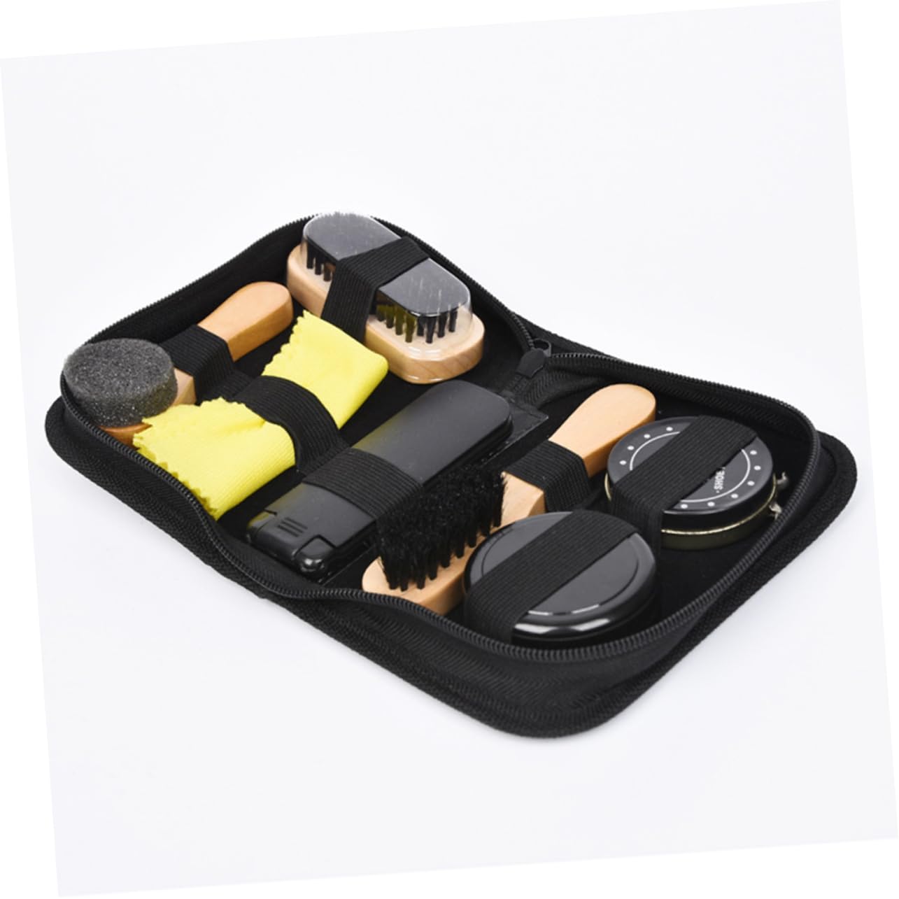8 Stück Schuhputzset mit Schuhcreme für Schuhe und Stiefel | Pferdemähne und Filz, Tragbar und Leicht, Reinigungsbürste mit Zubehör für Unterwegs