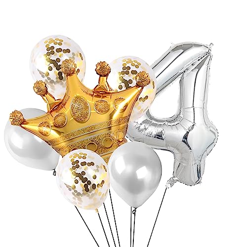 Image of 40 Inch Silver Number Balloons, Helium Mylar Foil Number Balloons for Birthdays, Number 4 Balloon for Party Wedding Bachelorette Birthday Bridal Shower Graduation Anniversary Celebration Party Decorations Supplies