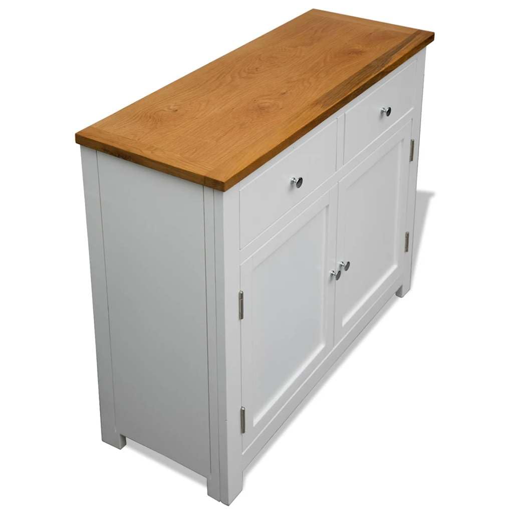 Credenza in legno massiccio di quercia e acacia, 90 x 33,5 x 83