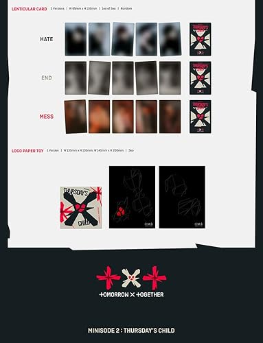 Miniatura 5 de TXT - Minisodio 2 Thursday's Child MESS Ver. 4 Mini álbum CD+tarjeta lenticular+postal+pegatinas+juguete de papel con logotipo+tarjeta